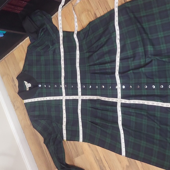 Vtg 90s APPLESEED'S Green Blue Plaid Long Sleeve Button Front Praire Dress - 26W - Picture 10 of 12